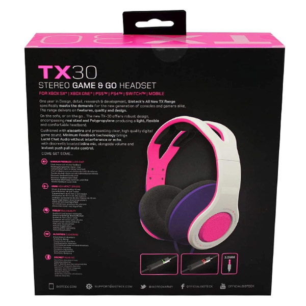 Gioteck - TX30 Sztereó Game & Go Fejhallgató Pink, Switch, PS5, PS4, Xbox Series, Xbox One & Mobile számára