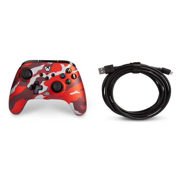 Vezetékes vezérlő PowerA Enhanced for Xbox Series, Metallic Red Camo