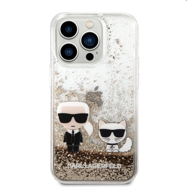 Tok Karl Lagerfeld Liquid Glitter Karl and Choupette for iPhone 14 Pro, gold