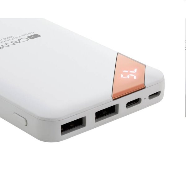 Powerbank Canyon digitális kijelzővel USB-C 10000 mAh, fehér