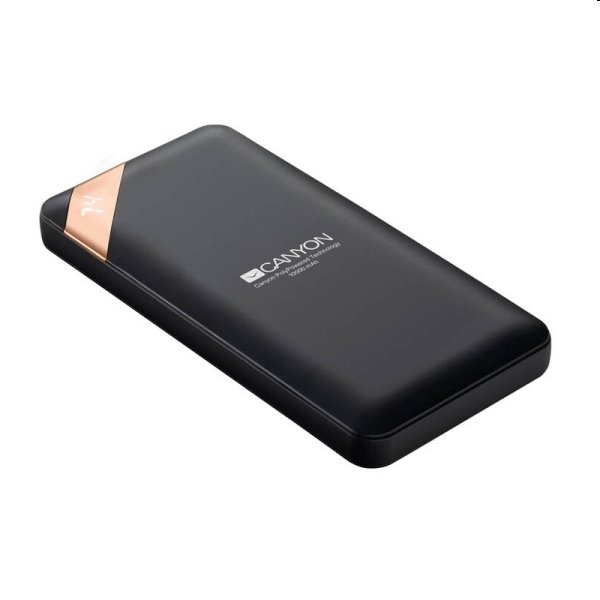 Powerbank Canyon digitális kijelzővel USB-C 10000 mAh, fekete