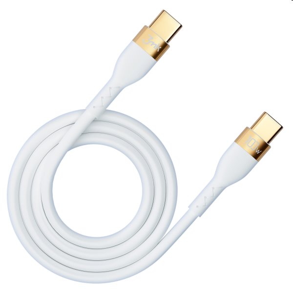 3mk Hyper Silicone kábel USB-C/USB-C 2m, 100W, fehér