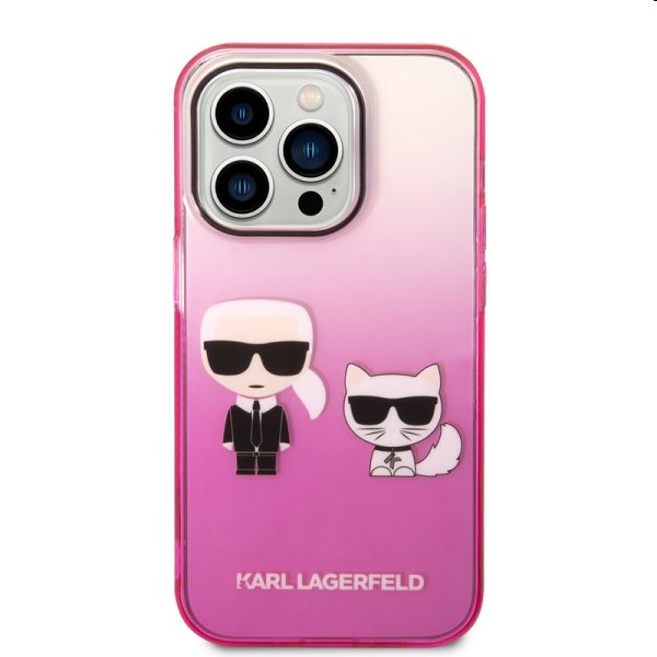 Tok Karl Lagerfeld Gradient Karl and Choupette for iPhone 14 Pro, rózsaszín