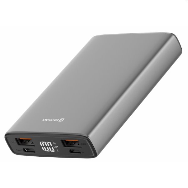 Swissten Aluminum Powerbank 10 000 mAh 20W, PD, szürke