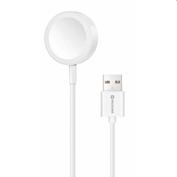 Swissten Mágneses töltőkábel for Apple Watch USB-A 1,2 m, fehér Swissten Mágneses töltőkábel for Apple Watch USB-A 1,2 m, fehér