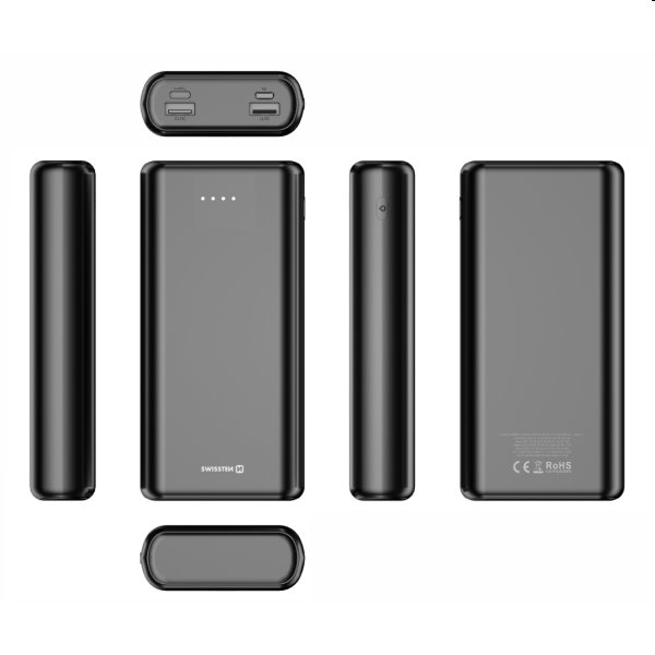 Swissten Power Line Powerbank 20 000 mAh 20W, PD, fekete Swissten Power Line Powerbank 20 000 mAh 20W, PD, fekete