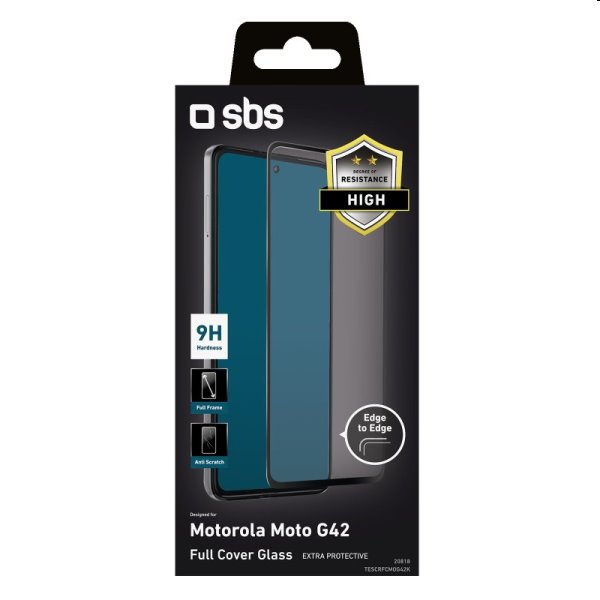 Edzett üveg SBS Full Cover for Motorola Moto G42, fekete