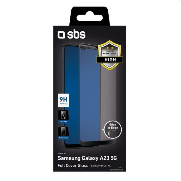 SBS Full Cover edzett üveg Samsung Galaxy A23 5G számára, Fekete SBS Full Cover edzett üveg Samsung Galaxy A23 5G számára, Fekete