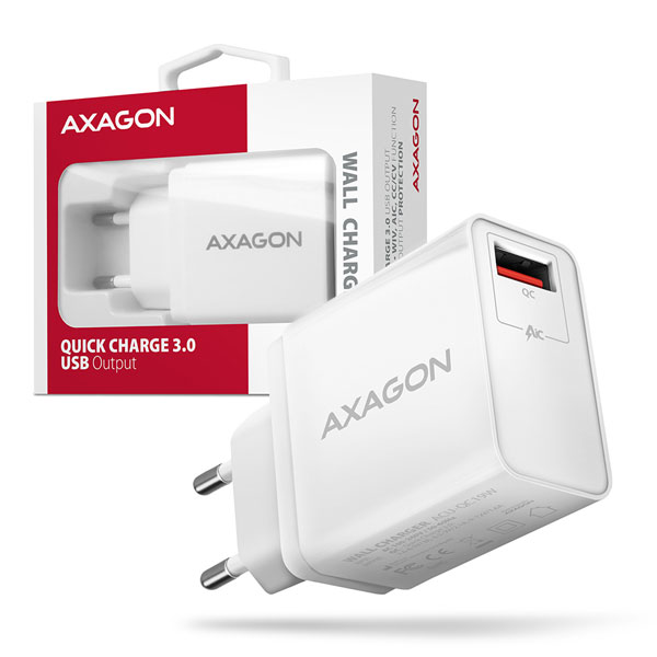 AXAGON ACU-QC19W hálózati adapter, 1x QC3.0/AFC/FCP/SMART, 19 W, fehér