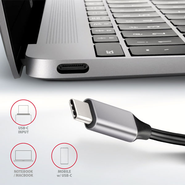 AXAGON HMC-HCR3A 3x USB-A + HDMI + SD/microSD, USB-C 3.2 Gen 1 hub, 20 cm USB-C kábel