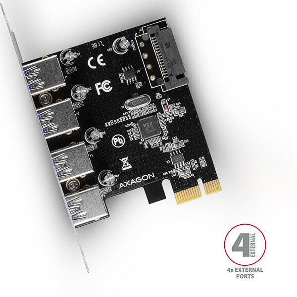 AXAGON PCEU-430VL PCIe Adapter 4x USB3.0 UASP VIA