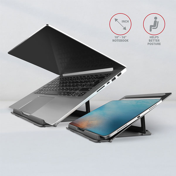 AXAGON STND-L alumínium állvány laptopokhoz 10" - 16", 4 állítható szög
