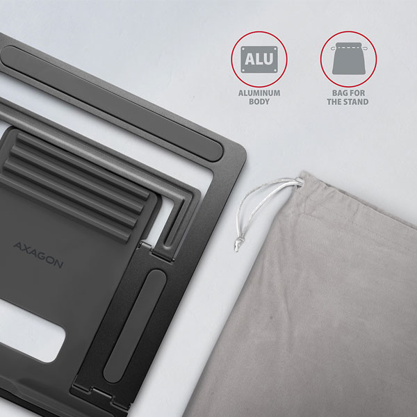 AXAGON STND-L alumínium állvány laptopokhoz 10" - 16", 4 állítható szög AXAGON STND-L alumínium állvány laptopokhoz 10" - 16", 4 állítható szög