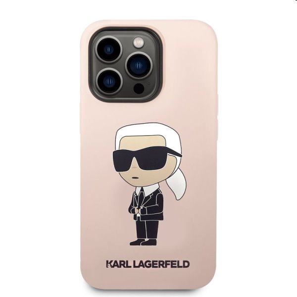 Hátlapi tok Karl Lagerfeld Liquid Silicone Ikonik NFT for Apple iPhone 14 Pro Max, rózsaszín