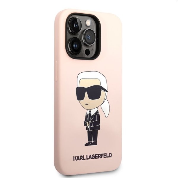 Hátlapi tok Karl Lagerfeld Liquid Silicone Ikonik NFT for Apple iPhone 14 Pro Max, rózsaszín