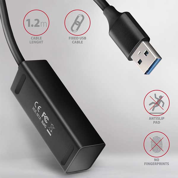 AXAGON HUE-M1AL 4x USB 3.2 Gen 1 MINI hub, metal, 1,2m USB-A kábel