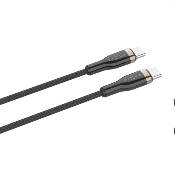 FIXED Fonott adat- és töltőkábel USB-C/USB-C, PD, 0,5 m, fekete
