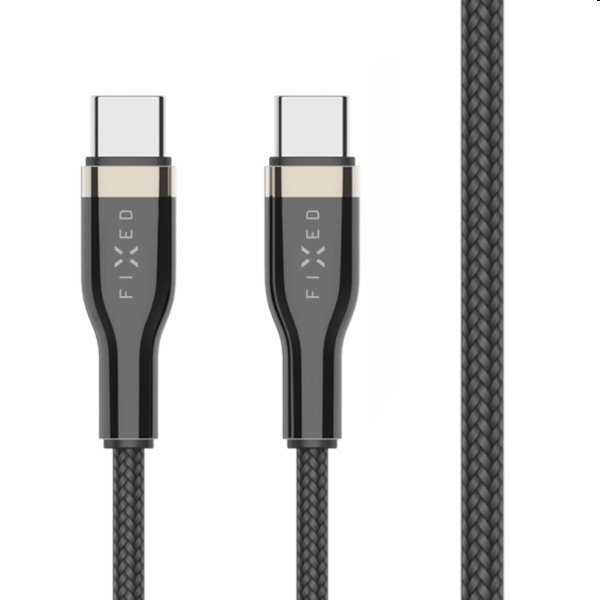 FIXED Fonott adat- és töltőkábel USB-C/USB-C, PD, 0,5 m, fekete