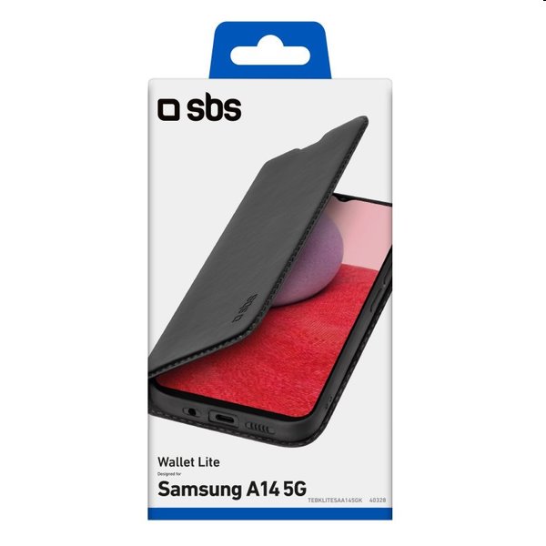 SBS Book Wallet Lite tok Samsung Galaxy A14 5G számára, fekete