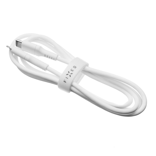 FIXED Liquid silicone adat- és töltőkábel USB-C/Lightning MFi, PD, 0,5 m, fehér