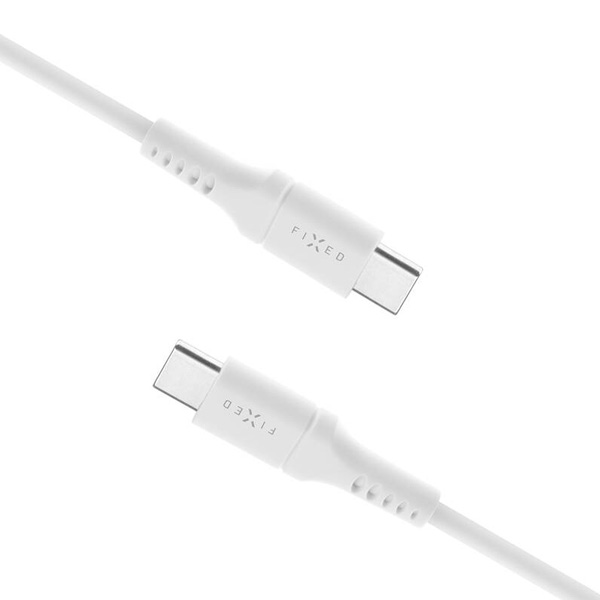 FIXED Liquid silicone adat- és töltőkábel USB-C/USB-C, PD, 0,5 m, fehér