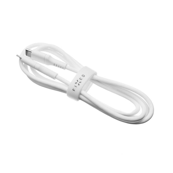 FIXED Liquid silicone adat- és töltőkábel USB-C/USB-C, PD, 1,2 m, fehér