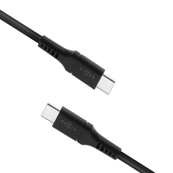 FIXED Liquid silicone adat- és töltőkábel USB-C/USB-C, PD, 1,2 m, fekete