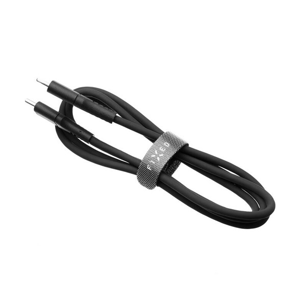 FIXED Liquid silicone adat- és töltőkábel USB-C/USB-C, PD, 2 m, fekete