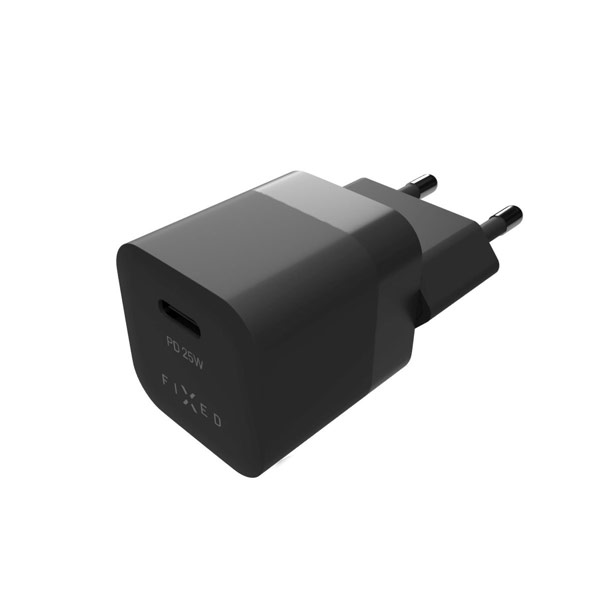 FIXED Hálózati töltő USB-C, PD, 25W, fekete