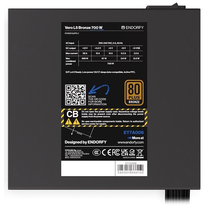 ENDORFY forrás VERO L5 Bronze 700 W / ATX / 120mm / 80 Plus BRONZE ENDORFY forrás VERO L5 Bronze 700 W / ATX / 120mm / 80 Plus BRONZE