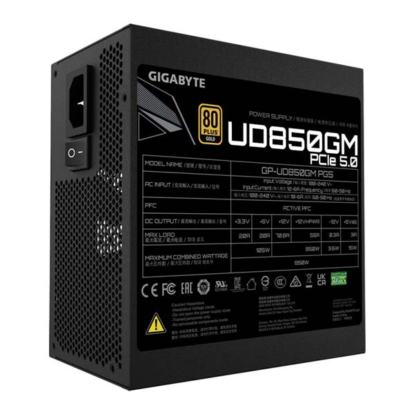Gigabyte UD850GM PG5 tápegység, 850W, ATX, 80PLUS Gold, Modular