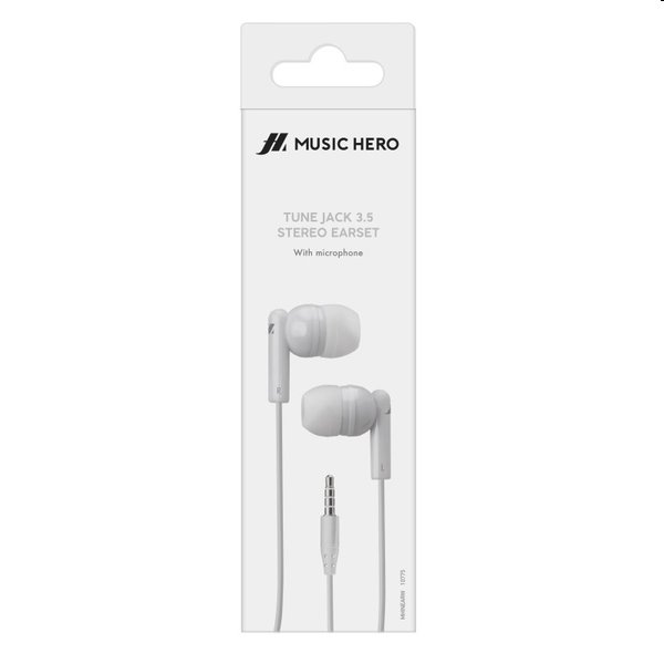 Music Hero Stereo fülhallgató Tune, jack 3,5 mm, fehér