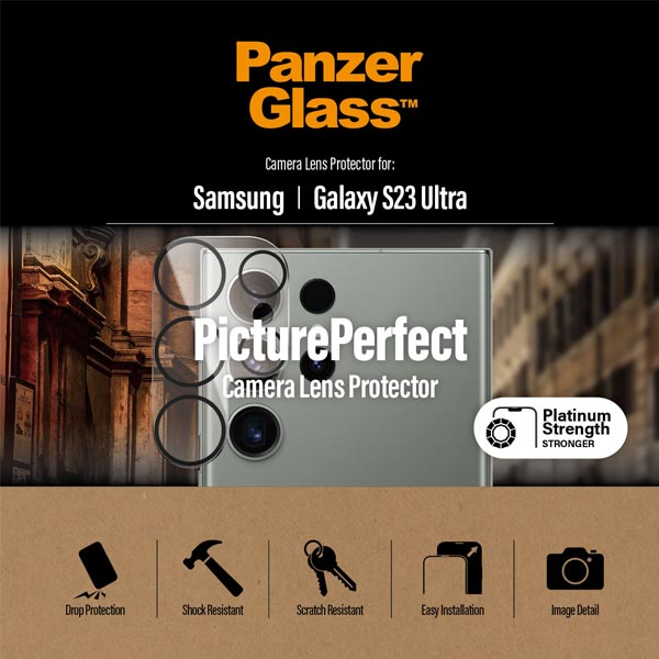 PanzerGlass védőtok a fényképezőgé lencséjére Samsung Galaxy S23 Ultra számára