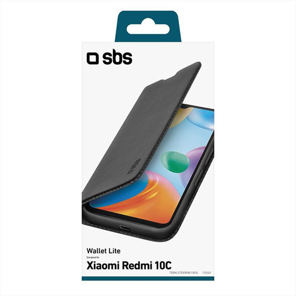 SBS Book Wallet Lite tok Xiaomi Redmi 10C számára, fekete
