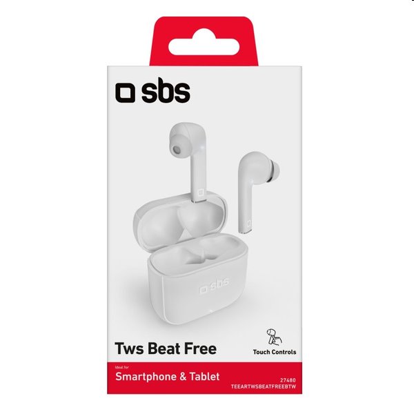 SBS TWS Beat Free vezeték nélküli fülhallgató töltőtokkal 200 mAh, fehér