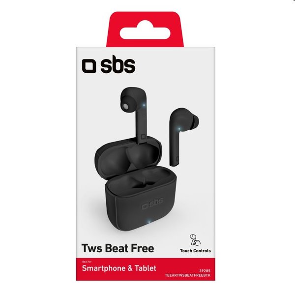 SBS Vezeték nélküli fülhallgató TWS Beat Free töltőtokkal 200 mAh, fekete