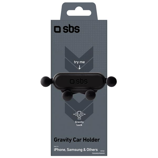 SBS Autós tartó Gravity, szellőzőrostélyra, fekete