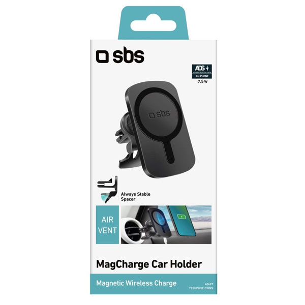 SBS MagCharge tartó az autóba MagSafe töltés számára, szellőzőrostélyra, fekete