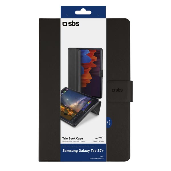 SBS Trio Book tok Samsung Galaxy Tab S7+/S7 FE/S8+ számára, fekete SBS Trio Book tok Samsung Galaxy Tab S7+/S7 FE/S8+ számára, fekete