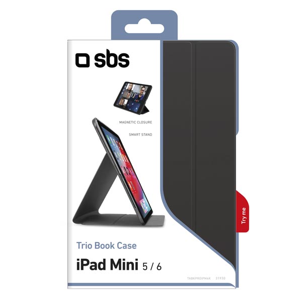 SBS Trio Book Pro tok iPad mini 6/5 számára, fekete SBS Trio Book Pro tok iPad mini 6/5 számára, fekete