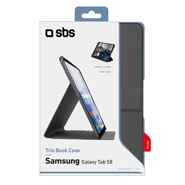 SBS Trio Book Pro tok Samsung Galaxy Tab S8 2022 számára, fekete SBS Trio Book Pro tok Samsung Galaxy Tab S8 2022 számára, fekete