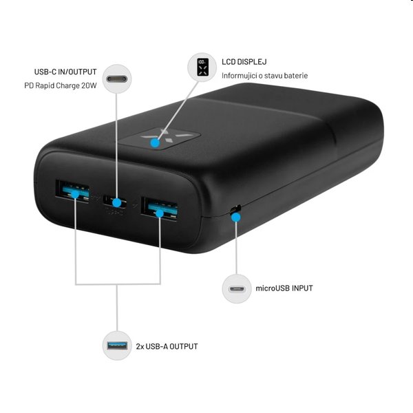 FIXED Powerbank Zen 20 LCD kijelzővel és PD 20W kimenettel, 20 000 mAh, fekete FIXED Powerbank Zen 20 LCD kijelzővel és PD 20W kimenettel, 20 000 mAh, fekete