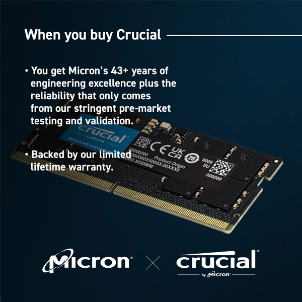 Crucial 16GB DDR5-4800 SODIMM CL40 Crucial 16GB DDR5-4800 SODIMM CL40