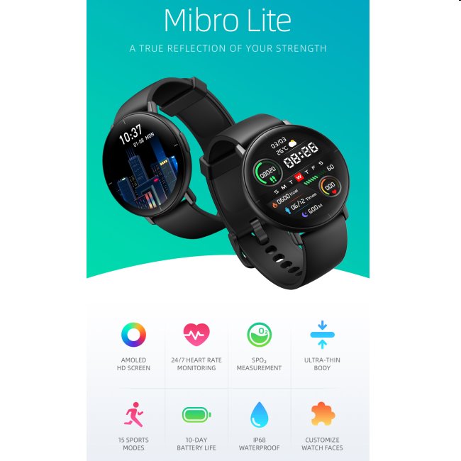 Mibro Watch Lite, fekete