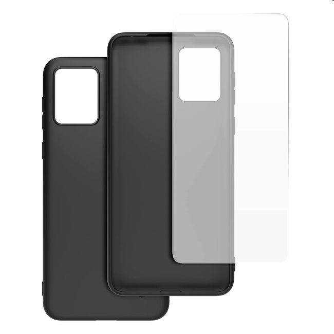CASR tok + védőüveg Motorola Moto E13 számára, fekete