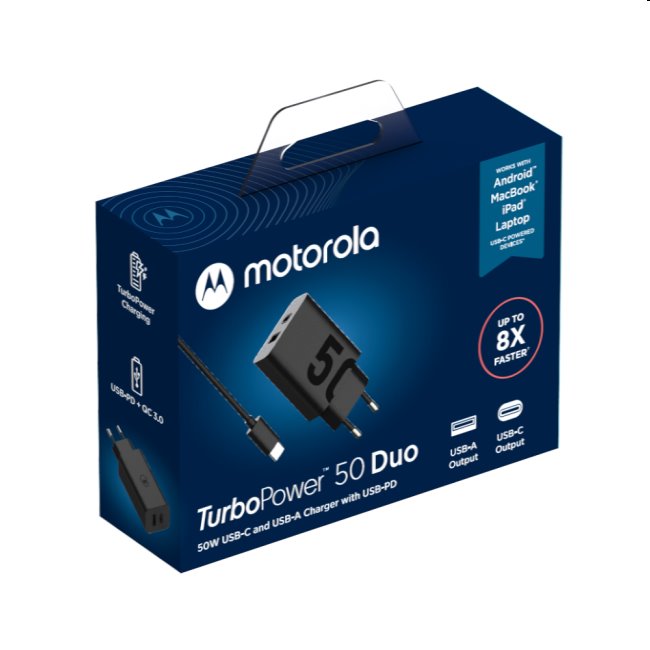 Motorola gyorstöltő TurboPower Duo 50W kábellel, fekete