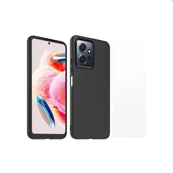 Made for Xiaomi TPU tok + védőüveg Xiaomi Redmi Note 12 4G számára, fekete Made for Xiaomi TPU tok + védőüveg Xiaomi Redmi Note 12 4G számára, fekete