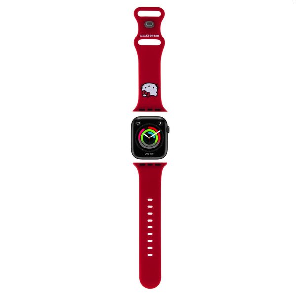 Hello Kitty Liquid Silicone Kitty Head Logo szíj Apple Watch 38/40mm számára, piros