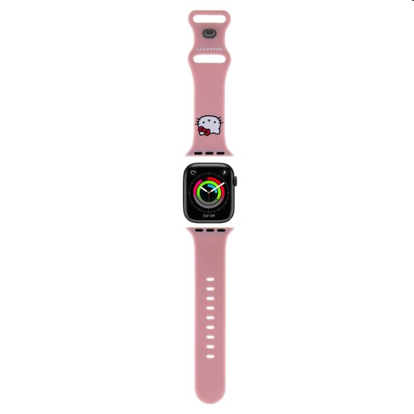 Hello Kitty Liquid Silicone Kitty Head Logo szíj Apple Watch 38/40mm számára, rózsaszín