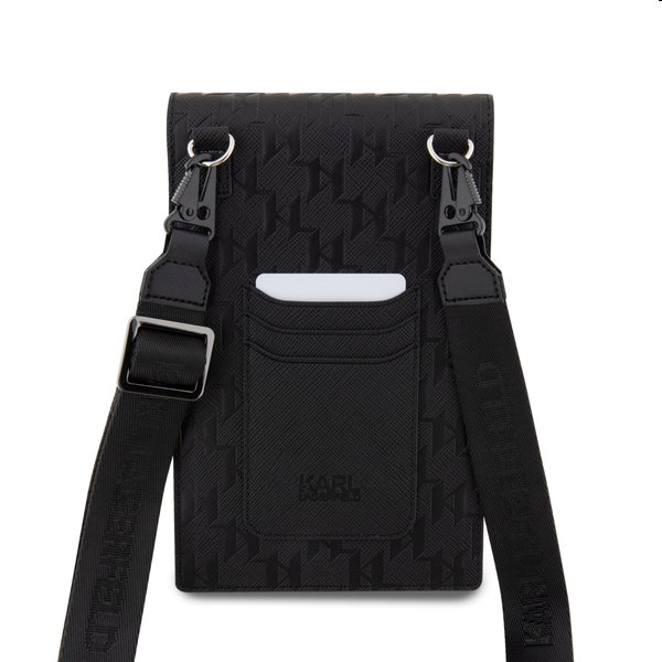 Karl Lagerfeld Saffiano Monogram Wallet Phone Bag Choupette NFT, fekete